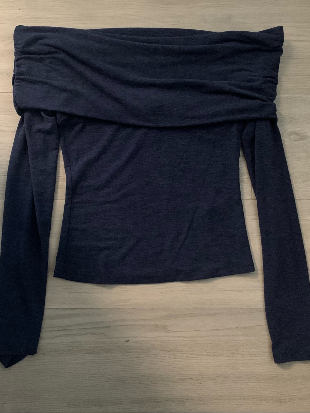 NWT Garage Navy Off-the-Shoulder Long Sleeve Sweater